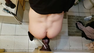 Johnny Huskey takes the knot of his Large Razor Bad Dragon Dildo