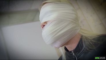 Darina - Russian Blonde girl big boobs Girl Next door tied with tape and wrap gagged in catsuit EP 3