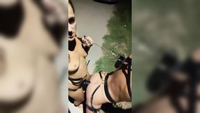 Me- Young Whore Pounding Young Slag with Enormous Strap-On Girdle Wrapped in Bondage Ropes