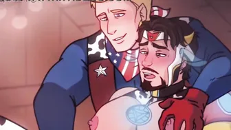 Captain America and Iron Man yaoi handjob in barn
