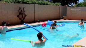 Horny Jessie Douglas tries group sex for the first time