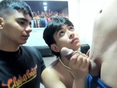 Hot gay twinks share blowjobs and handjobs