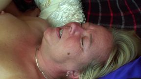 Chubby old blonde gets fucked and facialized by horny hung