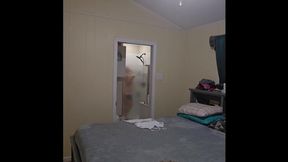 Voyeur Pawg showers &mdash;  shaves and fucks herself before getting ready