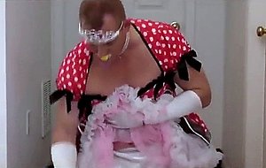 Peter went diapered sissy in pretty red dress x