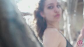 The Girl on Vacation Getting Playful in the Car
