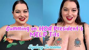 cumming on hoa president s milf tits - you cum on sydney screams big tits after she gives you a lipstick blowjob
