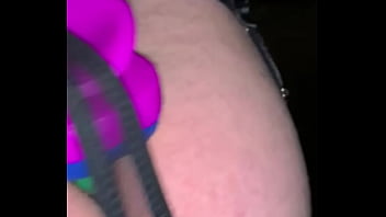 Sissy boy public walk whit a dildo in ass