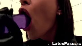 Black Angelika dildo fucks her ass and cunt in a solo masturbation sesh