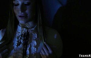 Shemale photographer fucks busty model