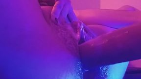 Pleasuring my pumped clit with a big squirting dildo: I came twice