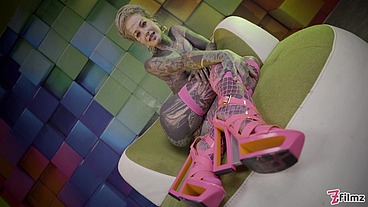 Heavily Tattooed TEEN ANAL Stretching