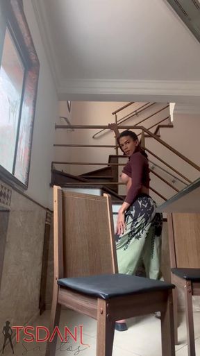 Daniela Santos, the Trans Woman with the Big Cock, Showing off Her Body at Home