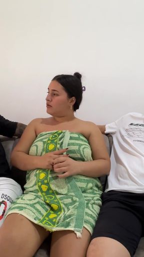 WHAT ARE THEY DOING? I'm surprised to see my best friend fucking my fucking stepmom while I'm lounging on the couch   Clip 1