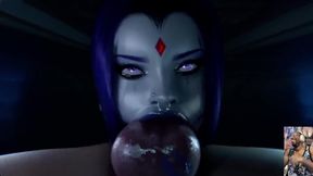 Mai Thigh Fucks a Cock While Slutty Chun-li Watches, Tight Teen Raven Deepthroats a Cock