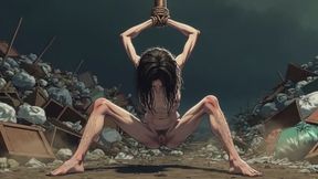 Dirty Woman Covered in Trash in Bondage - Extremely Horny & Desperate