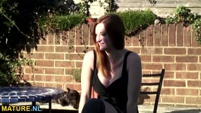Grandpa fucks a busty teen outdoor