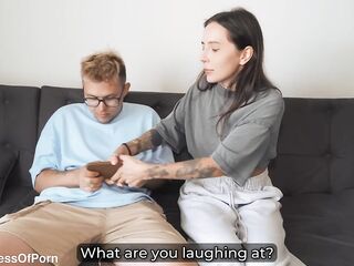 During the time that my girlfriend is gone I pound her redhead mama on the couch