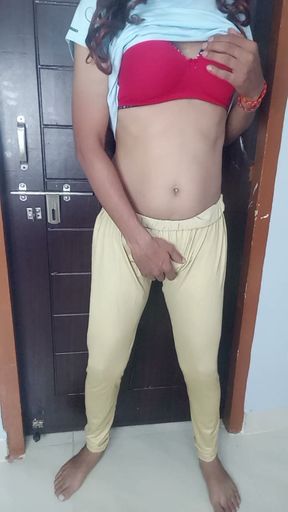 Indian stepmom seduce stepmom wearing infront of red saree removing
