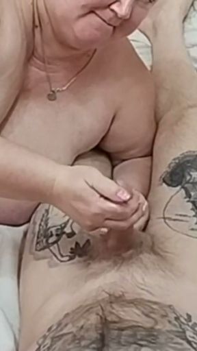 Stepmom with big tits milks my cock to ejaculation   Clip 1