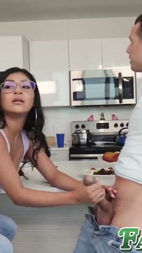 Binky Beaz hides from stepmom to suck dick and fuck hard   Clip 1