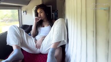 Beatrice Segreti is too and seduces a man in the bus! Risky amateur public sex