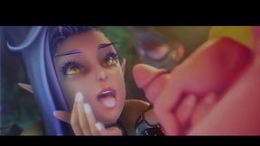 Elf babe gets gangbanged by aliens in animated 3D