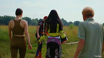 Great looking brunette with small tits, Victoria Mur was masturbating in the nature, the other day