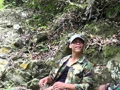 Twink, Latino, Uniform, Military, Outdoor, Oral, Sucking,