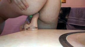 Trans Twink Bounces Ass On Dildo, Fucks Pussy And Close Up Anal