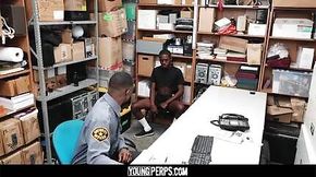 Horny Muscular Black Security Officer Fucks