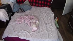 Sensual massage of a hot couple with oil on the body.