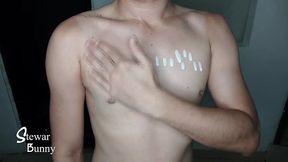 playing with my breast and cream