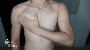 playing with my breast and cream