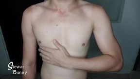 playing with my breast and cream