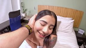 Stepdad Discovers His Thick Stepdaughter With Homework and Show New Camera as Present and Offers Her a Record a Lesson in her Big Ass!