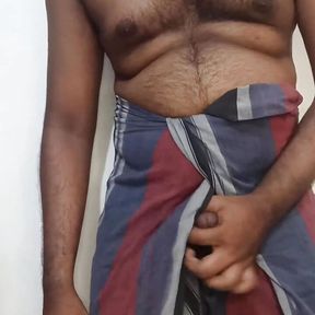 Indian daddy old sarong and brief underwear