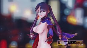 Virgin Genshin Impact Mona gets her ass licked and moans loudly