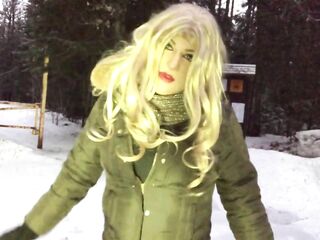 Real Amateur Female Silicone Mask Compilation Wearing Hawt Suit Heels and Boots in Winter