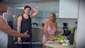 My stepson's horny best friend with a big black cock is fucking my horny MILF pussy in our kitchen!