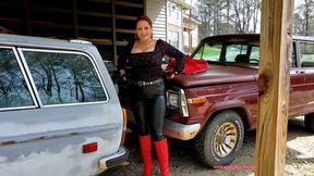 Vivian Ireene Pierce Red & Black Leather Outfit Pollen Season Posing