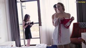 Behind the Scenes! Cute Girl Filming Her Sexy Stepsister in Porn!