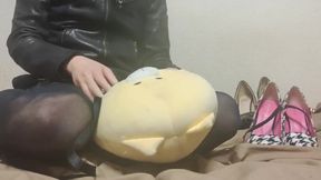 Leather Crossdressing Femboy Gets Trampled in Pumps and Mask