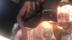 cheating whore tries to keep her voice down while getting pounded