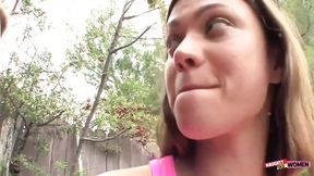 Seduced by a Raunchy Blonde MILF the Brunette Babe Enjoys Intense Lesbian Cunnilingus and Fingering