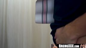 RagingXXX.com - Three young gays anally intruded by a big hunky beefcake