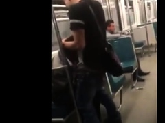 Asian twink get's BJ from older man in a subway