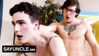 Sex robot Myott Hunter pleasures his master Dalton Riley in a wild roleplay