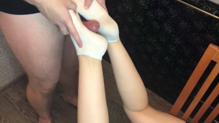Fuck girl white sock, sockjob and pov show socks, smell socks and domination