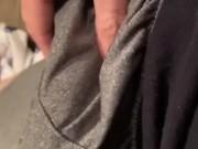 Gray sweatpants tease 1/3 dripping